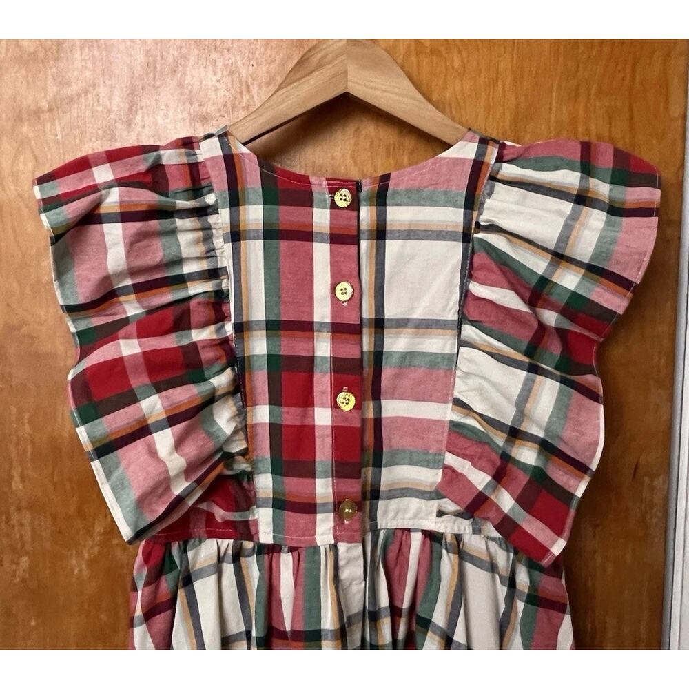 Pink Chicken Raphaela Holiday Tartan Girls Christmas Dress Ruffle Portrait Sz 12 - Picture 5 of 7